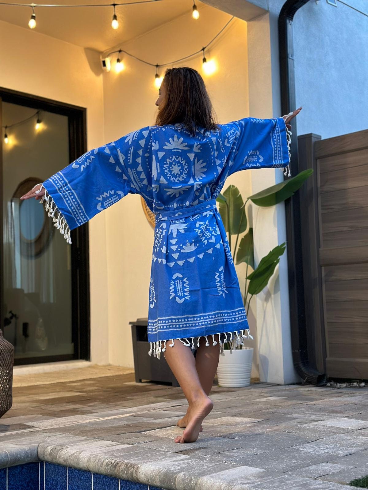 Special Design "Ancient Mandala Pattern"  Kimono Robe, 100% Cotton Kimono, Cotton Robe, Christmas Gift, Beachwear, meditation wear