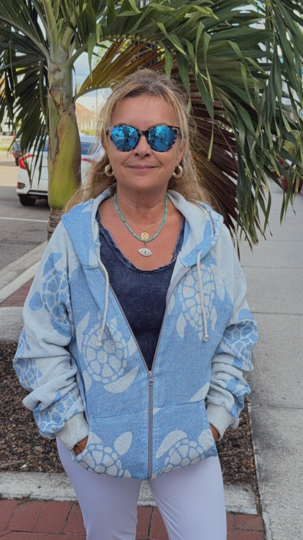 Coastal Soul Hoodie – Turtle Design | 100% Cotton Zip-Up | Ocean Blue Sea Turtle Hoodie | Coastal Style Christmas gift  | Beachwear Gift |