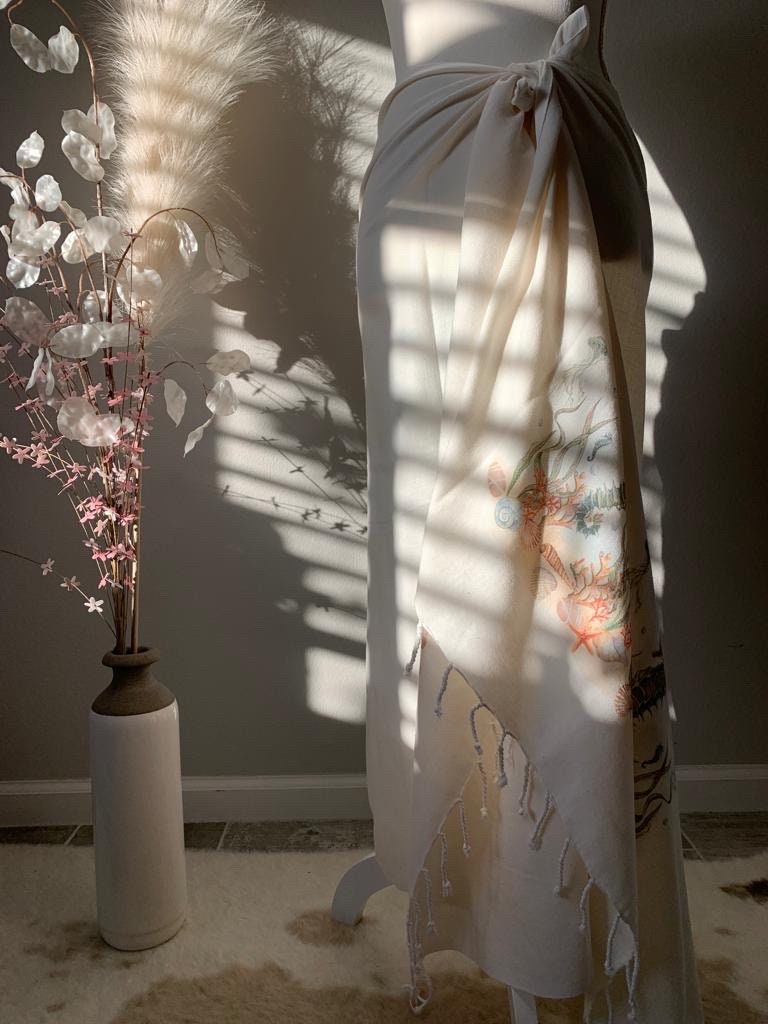 Seahorse Design Cotton Boho Sarong & Shawl