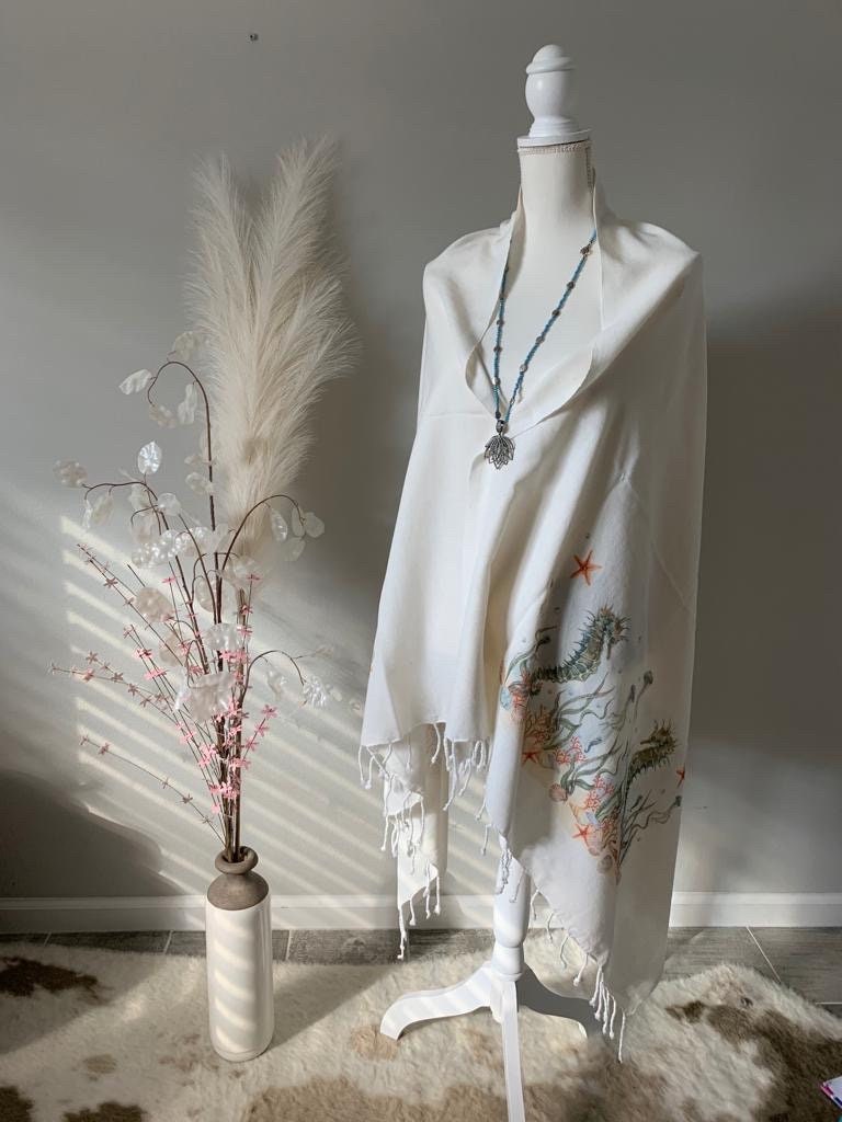 Seahorse Design Cotton Boho Sarong & Shawl