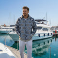 Men's Coastal Fish Pattern Hoodie - Marina Style