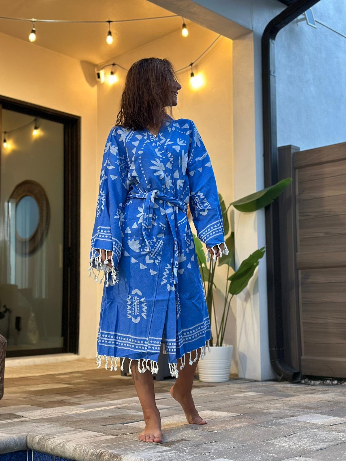 Special Design "Ancient Mandala Pattern"  Kimono Robe, 100% Cotton Kimono, Cotton Robe, Christmas Gift, Beachwear, meditation wear